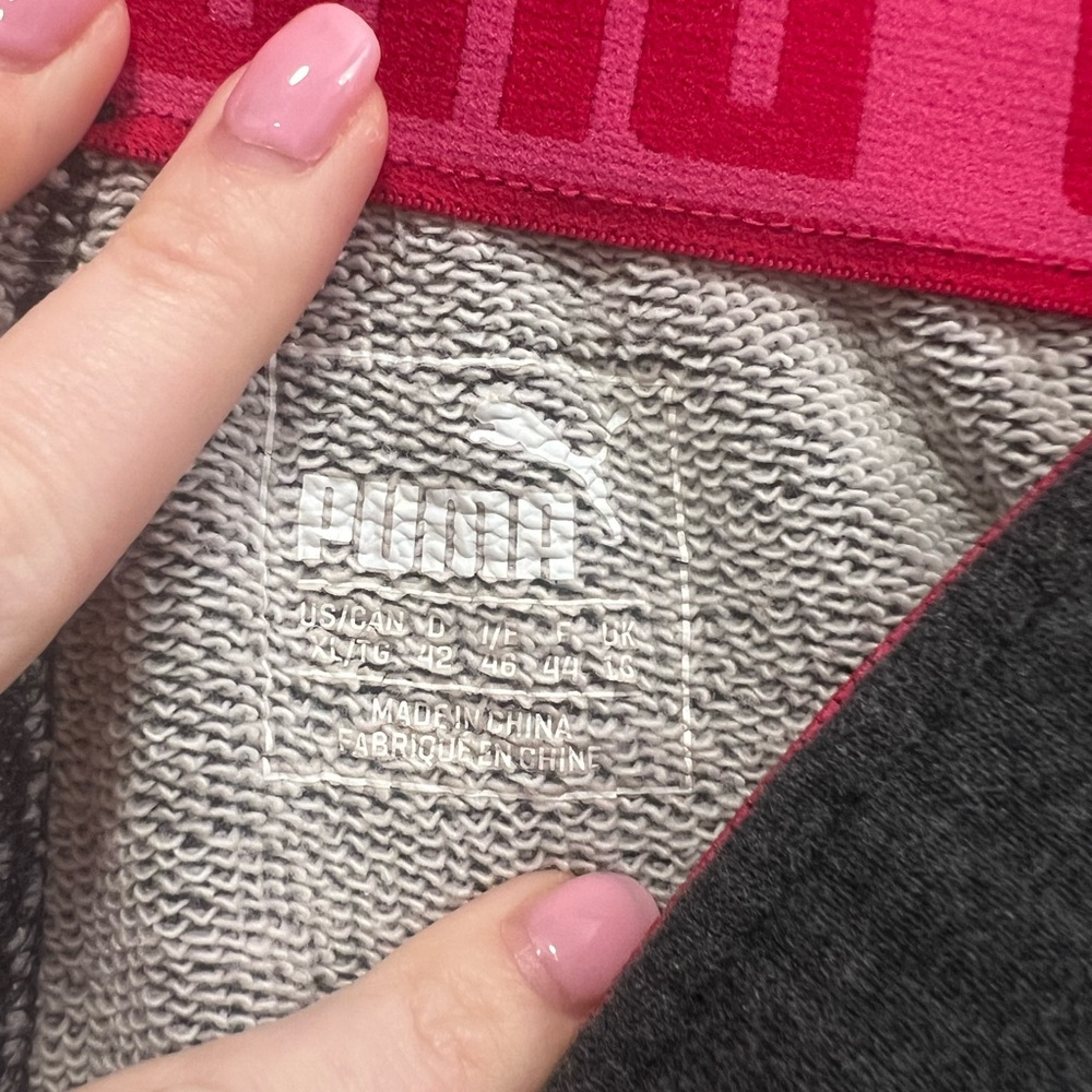 Puma Women's Dark Gray Fleece Shorts with Pink Accent Size XL - Picture 2 of 4